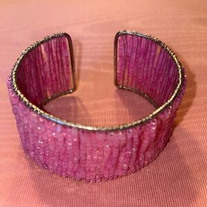 Pink Beaded Cuff Bracelet $19